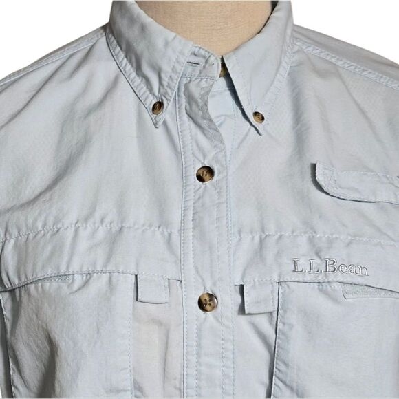 L.L. Bean Light Blue Casual Short Sleeve Gorpcore Button Down Shirt - Picture 2 of 7